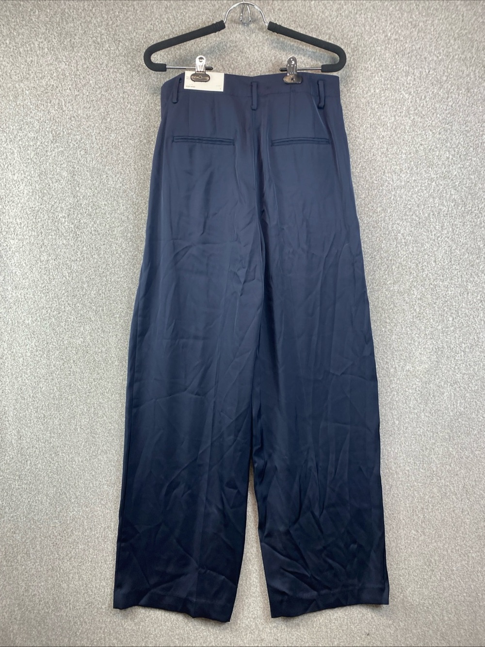 Ann Taylor Wide Leg Satin Pants Navy Blue Size 2 Elegant Quiet Luxury - Picture 7 of 10